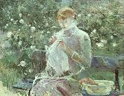 Berthe Morisot Young Woman Sewing in the Garden Spain oil painting reproduction